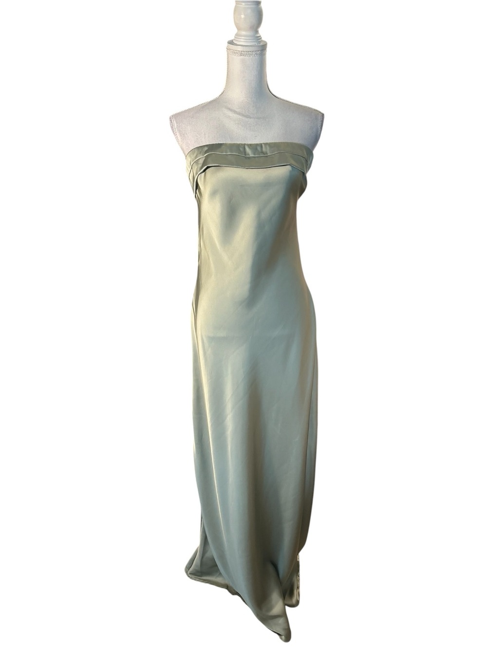 AKIRA Strapless Slip Dress in Olive Sage - Picture 4 of 11